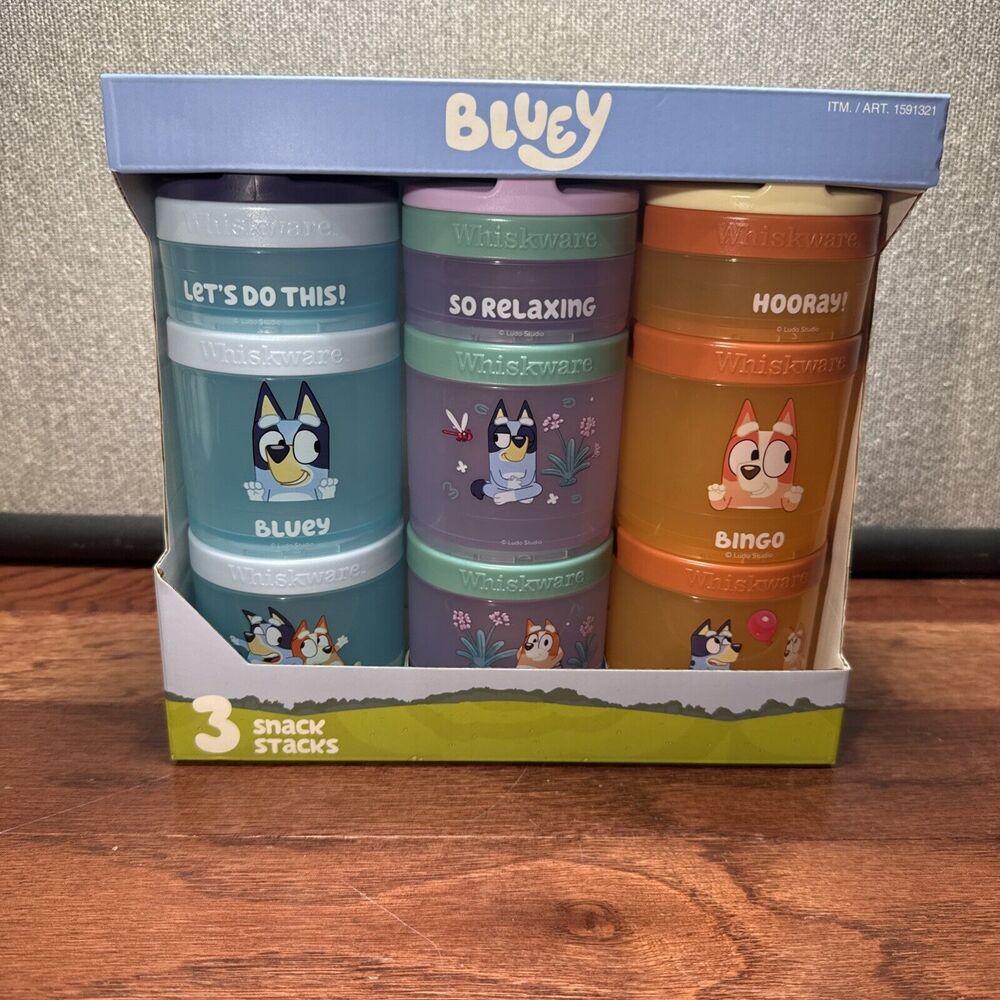 NEW Whiskware Snack Containers Bluey 3 Pack - Dishwasher safe- Christmas Gifts